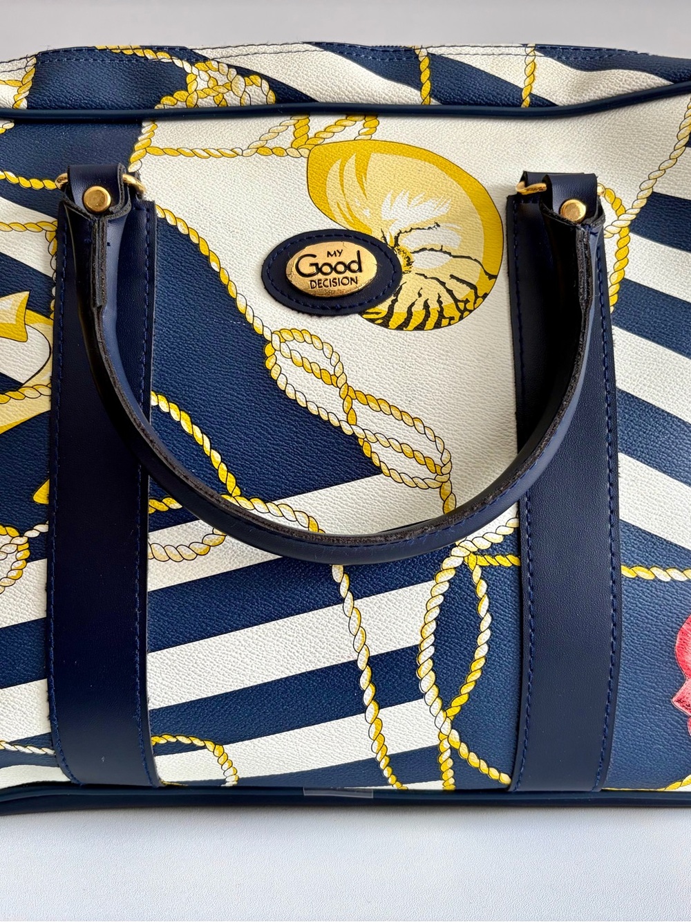 Vintage 1990s - My Good Decision - Nautical Scarf Satchel Tote - Picture 4 of 9